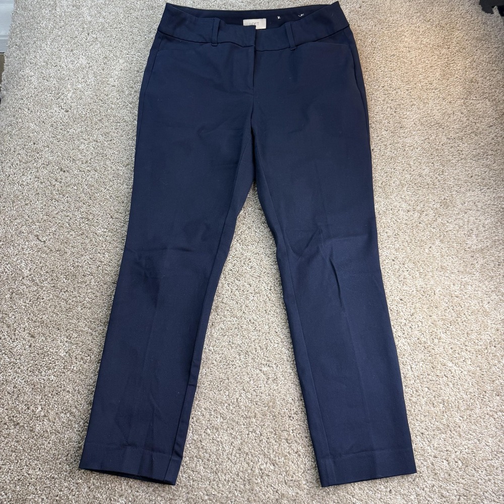 LOFT Dress Pants Womens 4 Blue Curvy Skinny Ankle Twill Stretch Workwear Office